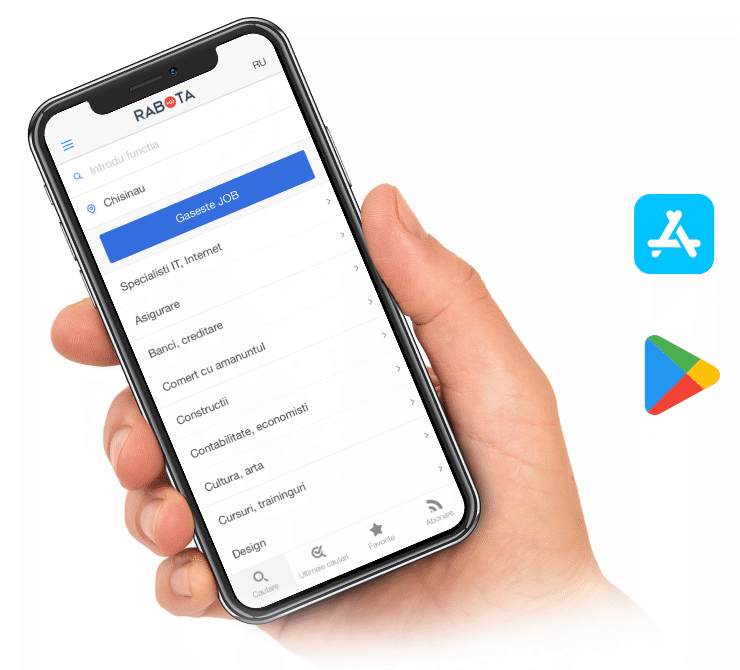 Aplicațiile mobile Rabota.md